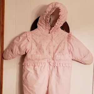 Adorable Pink Infant Snowsuit Sz. 0-9 Months